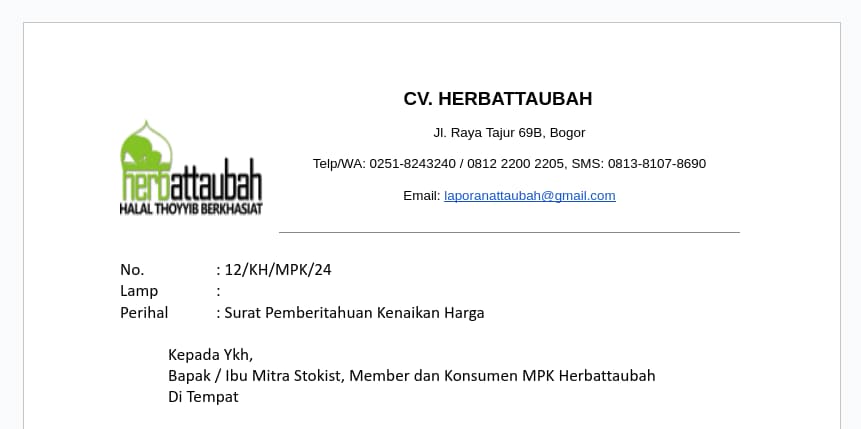 Penyesuaian Harga 2025